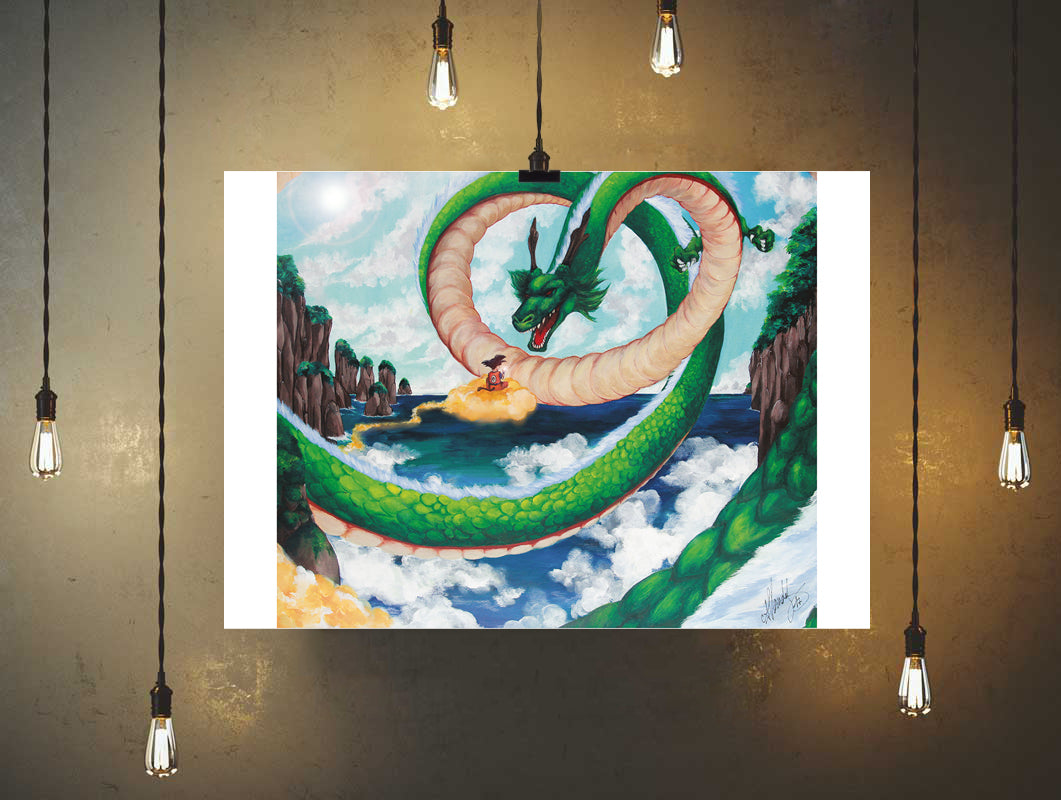 Poster Toile Dragon Ball Z - Billet De 2$ Dollars Avec Figurine Sangoku, Coton