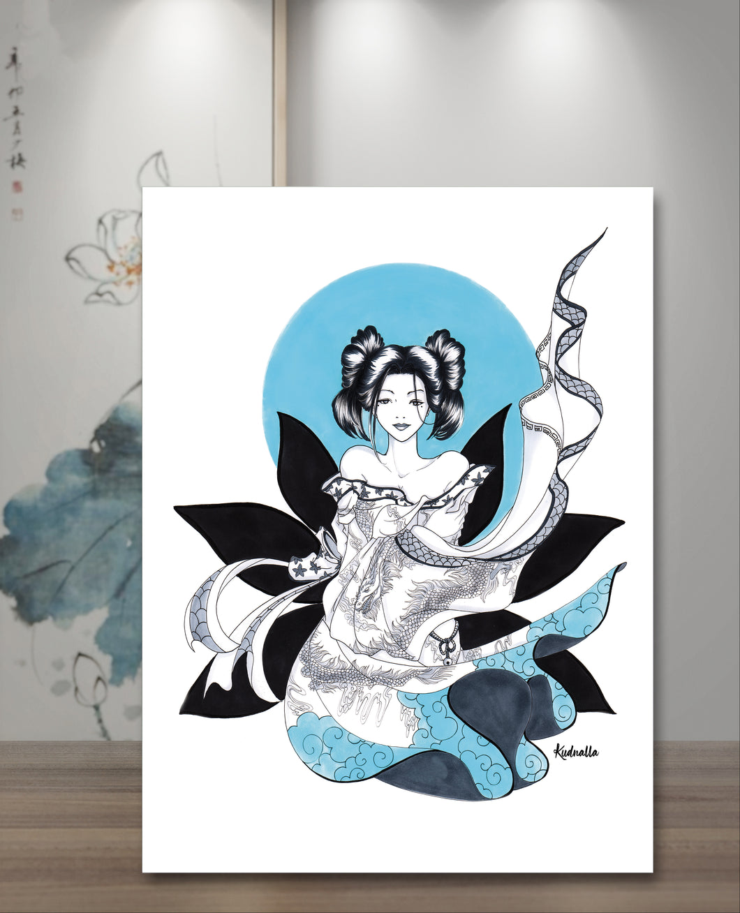 Geisha (Blue) - Print Tableau Rigide