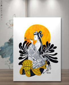 Geisha (Yellow) - Print Tableau Rigide