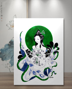 Geisha (Green) - Print Tableau Rigide