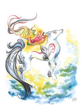 Okami watercolor by Kudnalla